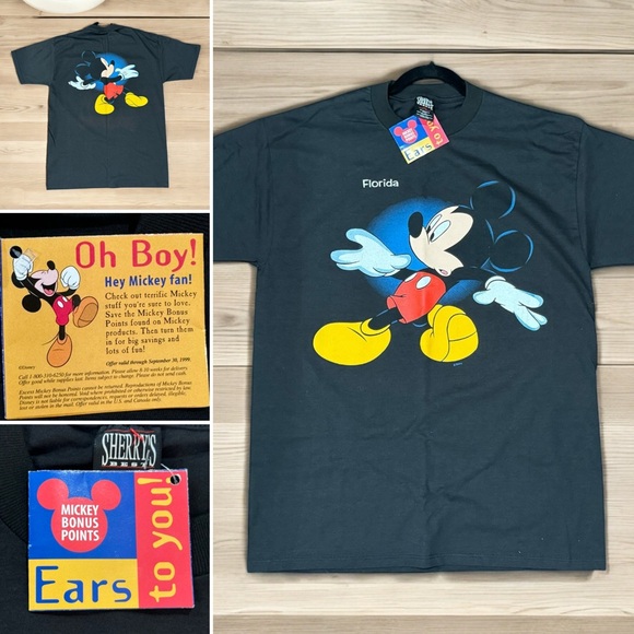 NWT RARE 90s Vintage Disney Mickey Mouse All Over Print Front Back Shirt Size L - Picture 1 of 10